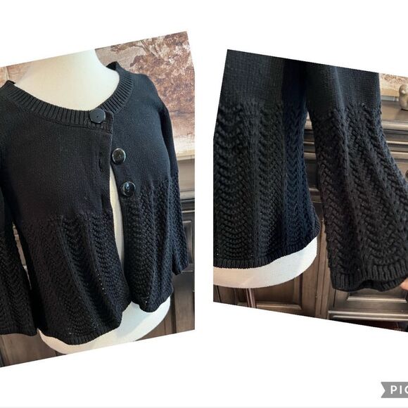 Croft & Barrow Cropped Black Cardigan Sweater Size Small - Picture 1 of 8